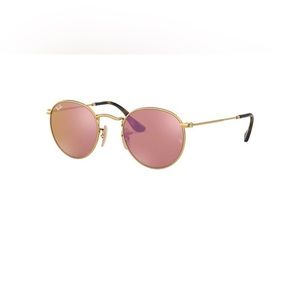 Ray-Ban round flat sunglasses with gold frame & pink lenses. Great condition!!!